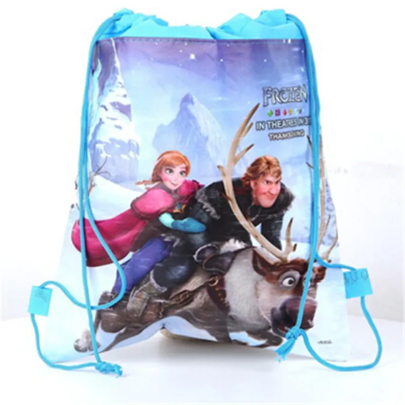 Disney Theme Frozen Elsa Kids Birthday Party Gift Bag Non-Woven Bag Fabric Backpack Child School Bag Decoration Drawstring Bag