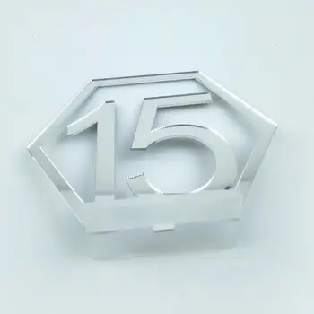 

1-15 Hexagon Table Seat Signs Numbers Silver Acrylic Mirror Wedding Party Decor