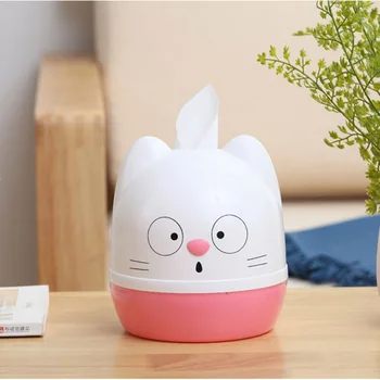 

Cute Cat Face Cartoon mini Tissue Box Napkin Paper Container Napkin cover dust proof Roll Paper Holder for home car children