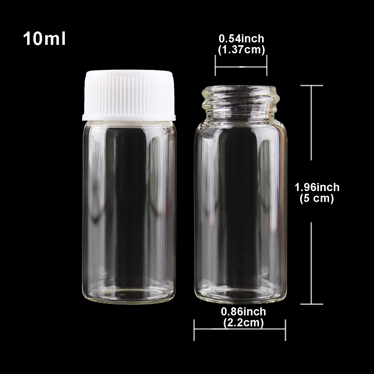 10pcs 10ml 22*50mm mini Clear Glass Jars Glass Bottles with White Plastic Caps Glass Vials for Art Craft 2