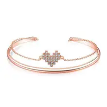 Женский браслет с медным покрытием Hemiston, простой дизайн, браслет с цирконием в форме сердца для женщин, подарок