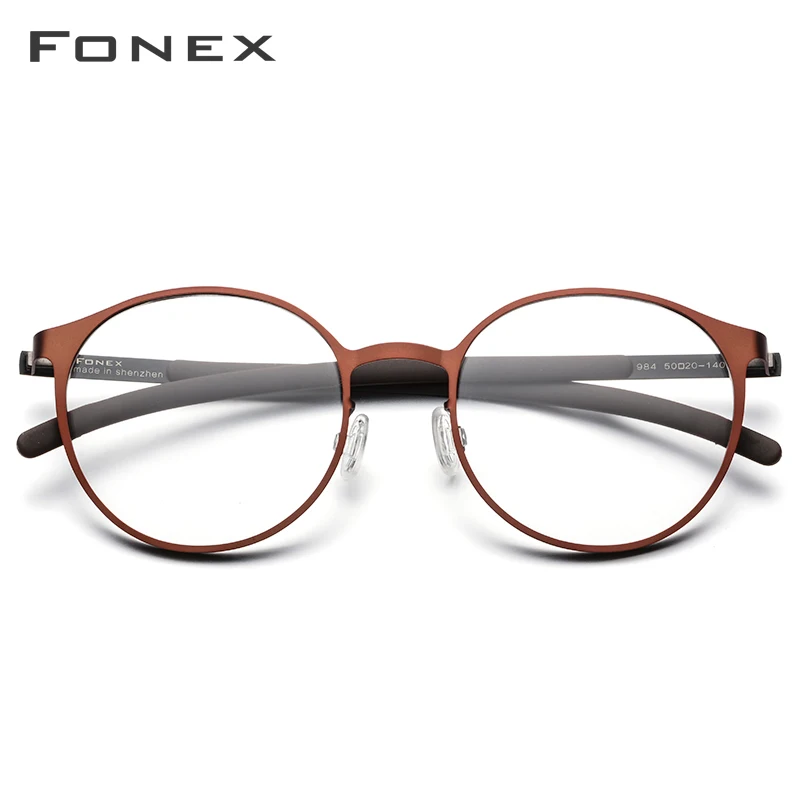FONEX, сплав, оптические очки по рецепту, мужские, Ретро стиль, круглые очки для близорукости, оправа для женщин,, металлическая оправа, Безвинтовые очки 984