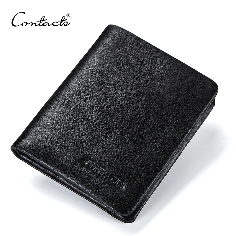 Contact's Men's Wallets Genuine Leather Bifold Top Quality Wallet For Mans Credit Card Holders Casual Man Short Wallets Portfel
