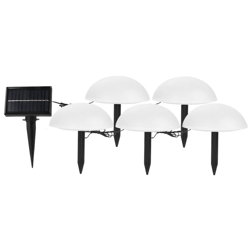 Solcellelampe med fem halvkuglelys, udendørslamper, parkvillaer, landskabsdekoration, havelamper, LED-plænelamper_voghion.com