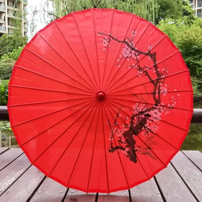 Mariages Accessoires Parapluies Parapluie de mariée en papier d’huile rouge de style chinois Hanfu Femmes Parapluie de mariée En soie Parasol Sombrilla Parapluie 
