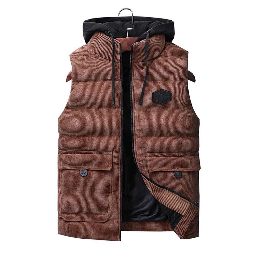 

New Casual Men's Vest Male Slim Sleeveless Jacket Hot Waistcoat Hooded Autumn Winter Warm Windbreaker