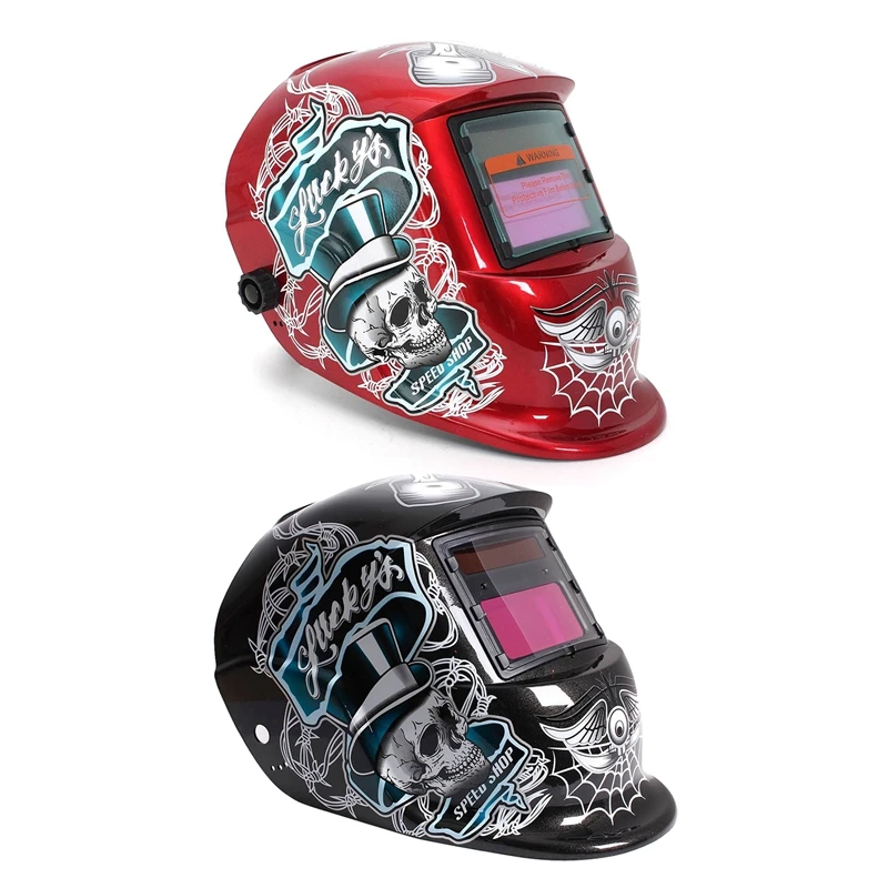 

HLZS-2 Pcs Welding Mask Helmet Solar Automatic Welding (Use Solar Energy for Refill) Skull and Spider Web Protective Accessory,