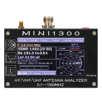 

HOT-Mini1300 4.3 Inch Digital Display Touching Screen TFT LCD 0.1-1300MHz HF VHF UHF ANT SWR Antenna Analyzer Meter