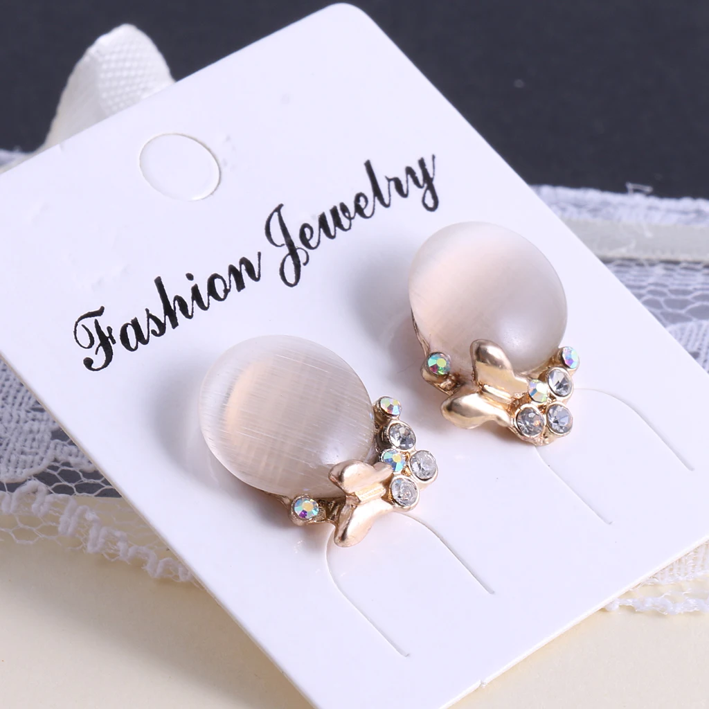 

Opal Earrings Ear Studs Embellished with Gold Bowknot Pattern Fashion Jewelry for Wedding party Dinner Party Daily Occasion
