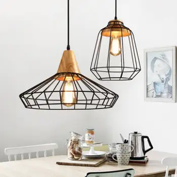 

Mising Wire Metal Bulb Cage Reticle Nets Individuality Chandelier Single Head Droplight Cover For Bar Cafe Home Office