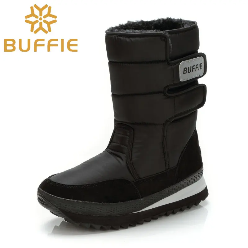 

BUFFIE Men Shoes Winter Boots Shoe Solid Black Snow Boots Plus Size 36 To Big 47 Warm Male Booties Best Sell JSH-M9489