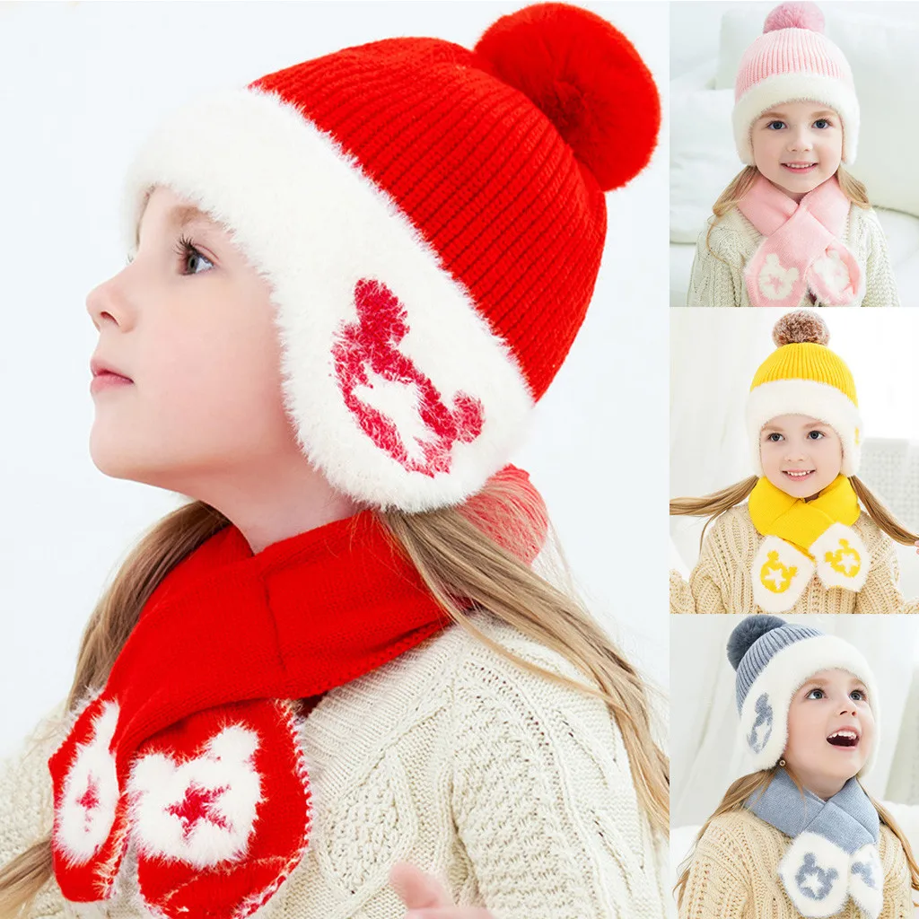 Детская одежда с рисунком из мультфильма Beanie hat Baby зимняя шапка с изображением «звезд» для мальчиков и девочек; вязаная детская милая шляпка+ шарф, комплект одежды из двух предметов для маленьких; наряд для фотосессии