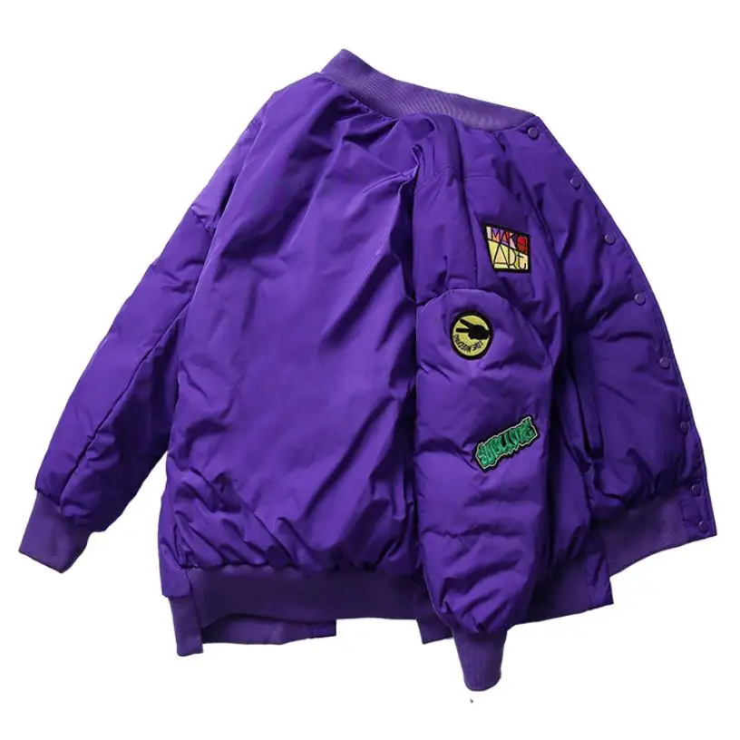 purple Зимние Модные Детские хлопковые пальто; теплая парка с надписями на спине; свободная верхняя одежда больших размеров для девочек; Modis; детские куртки; Y2330 - Цвет: purple