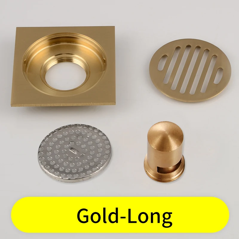 Gold-Long-3509 Напольная сливная ванная комната латунная квадратная Черная решетка для душа ситечко для унитаза линейные Крышки Плитка Вставка отходы решетки - Цвет: Gold-Long-3509