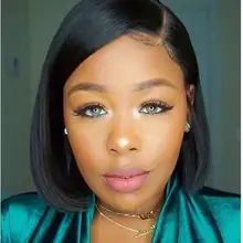 1" короткие волосы парик прямой боб парик 4 цвета remy волосы натуральный парик с мягким париком для женщин