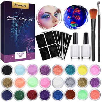 

24 Colors/set Eyeshadow Makeup Nail Glitter Art Body Art Painting Temporary Tattoo Stickers Shiny Decoration for Nail Design DIY