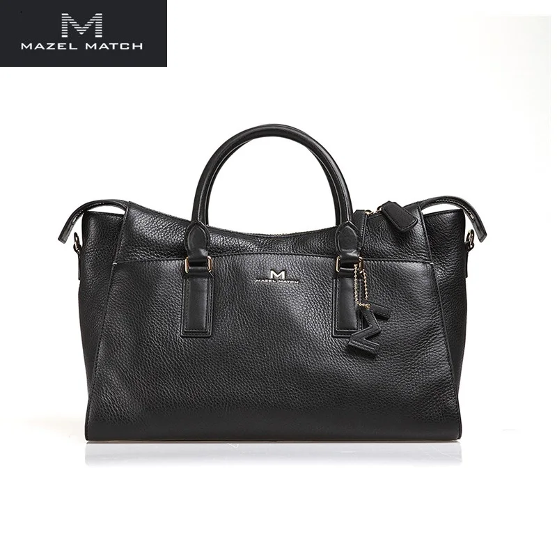 

Chic Brand Designer Genuine Leather Women Travel Handbag Lady Large Black Purse Authentic Cow Skin Female Three-way Shoulder Bag