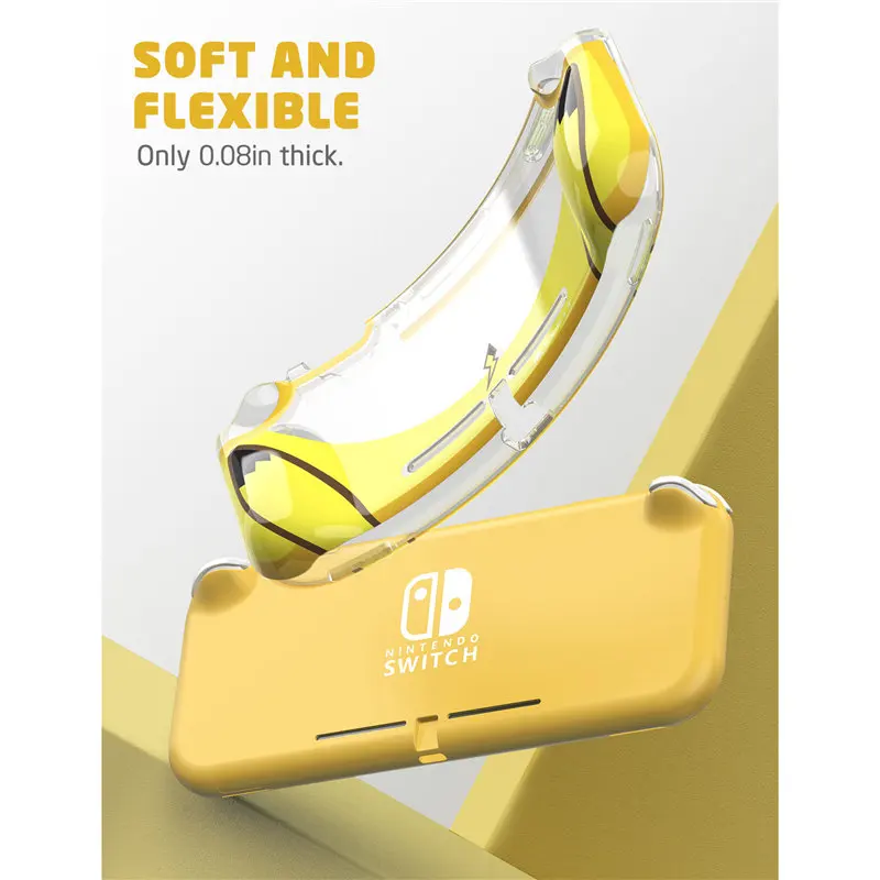 Mumba Case For Nintendo Switch Lite( Release), [Thunderbolt Series] Protective Clear Cover Case with TPU Grip(Yellow