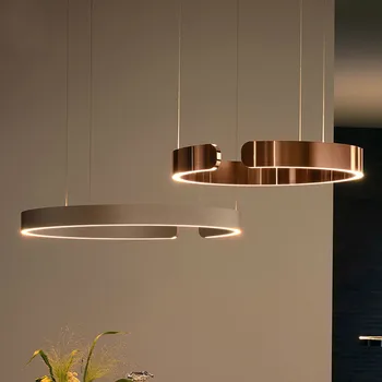 

Luxury Gold Ring Pendant Light LED Suspension Plume Lamp Modern Replica Design home decor lighting Circle LED Hanglamp luminaire