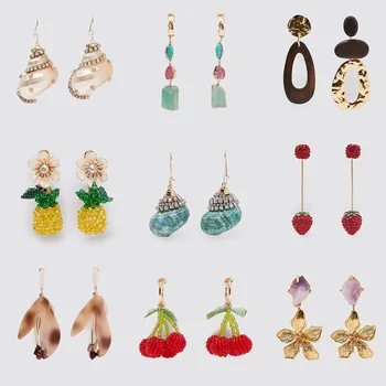

Dvacaman 2020 ZA Boho Summer Seashell with Rhinestone Drop Earrings for Women Vintage Statement Earrings Jewelry Gifts Wholesale