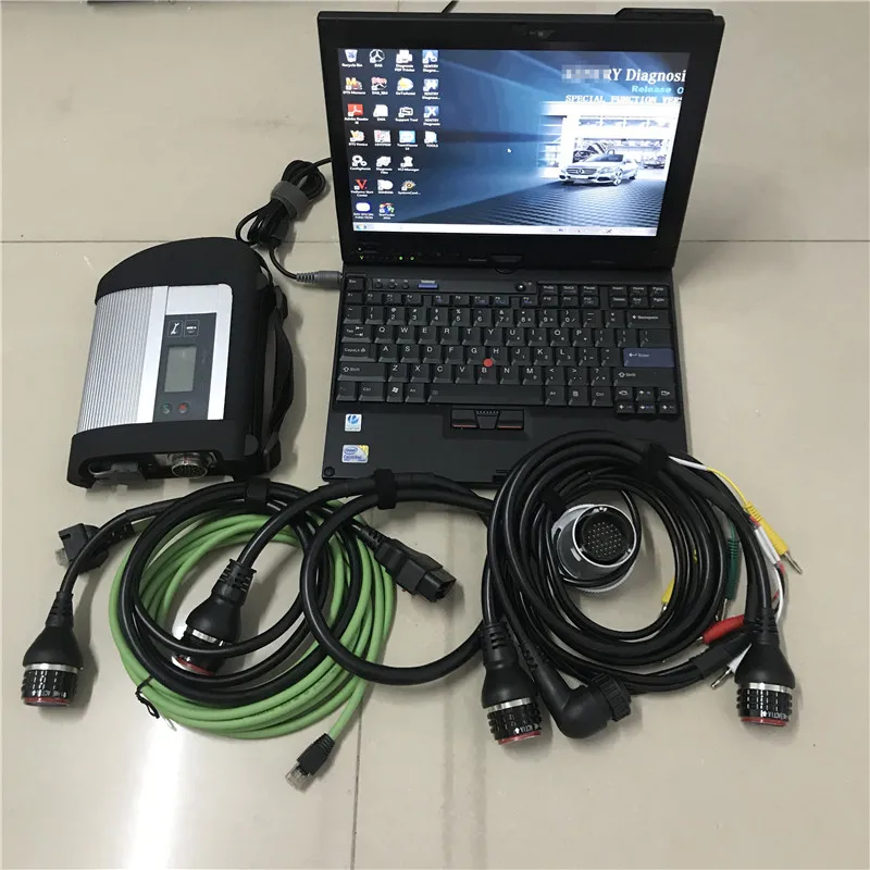 MB Star C4 SD C4 с программным обеспечением,12 в для OBD2 считыватель кода используется ноутбук X200T 4G и 360GB SSD для автоматической диагностики инструмент сканер