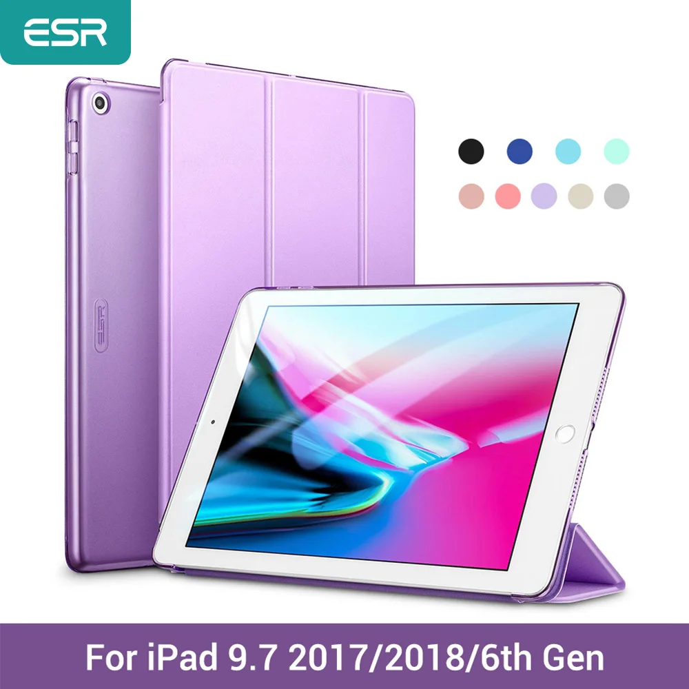 Цветной чехол ESR для iPad 9 7 дюйма 2018 Ультратонкий из искусственной кожи с функцией