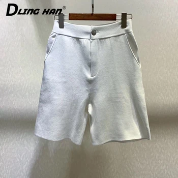

LINGHAN Fashion Button COTTON Shorts Women's Casual High waist Slim Shorts Designer Spring Summer New