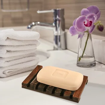 

2Pcs Shower Soap Holder Tray Wooden Tool + 2Pcs Blister Exfoliating Soap Bags Shower Bathroom Household Durable Sets