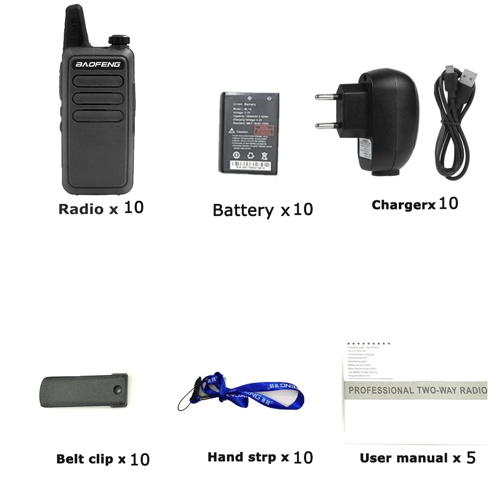 10 шт. BAOFENG R5 двухстороннее радио портативная рация портативная двухсторонняя Ham Радио коммуникатор HF трансивер - Цвет: black 10 pieces