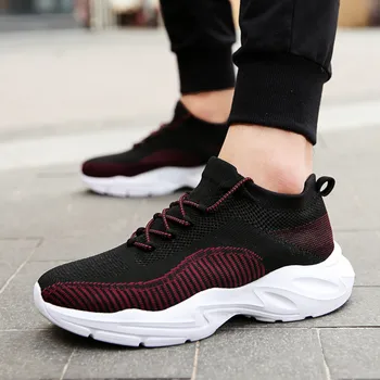 

High Quality Fashion Men's Shoes Flying Woven Mesh Breathable Shoe Non-Slip Hard-Wearing Wear-Resistant Sneakers Tenis Masculino