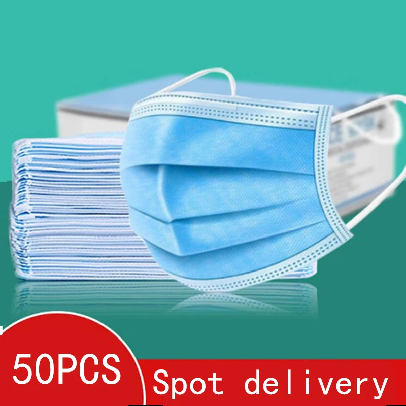 

10/50PCS Anti-virus Masks Disposable Protective Mask 3 Layers Dustproof Facial Protective Cover Masks Maldehyde Prevent bacteria