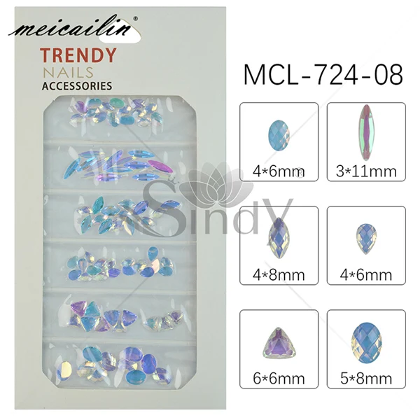 MCL-724-08 1 упаковка красочные ABS имитация жемчуга смешанный размер 3d-украшения для ногтей жемчуг Стекло Стразы для ногтей аксессуары хрустальные камни - Цвет: MCL-724-08