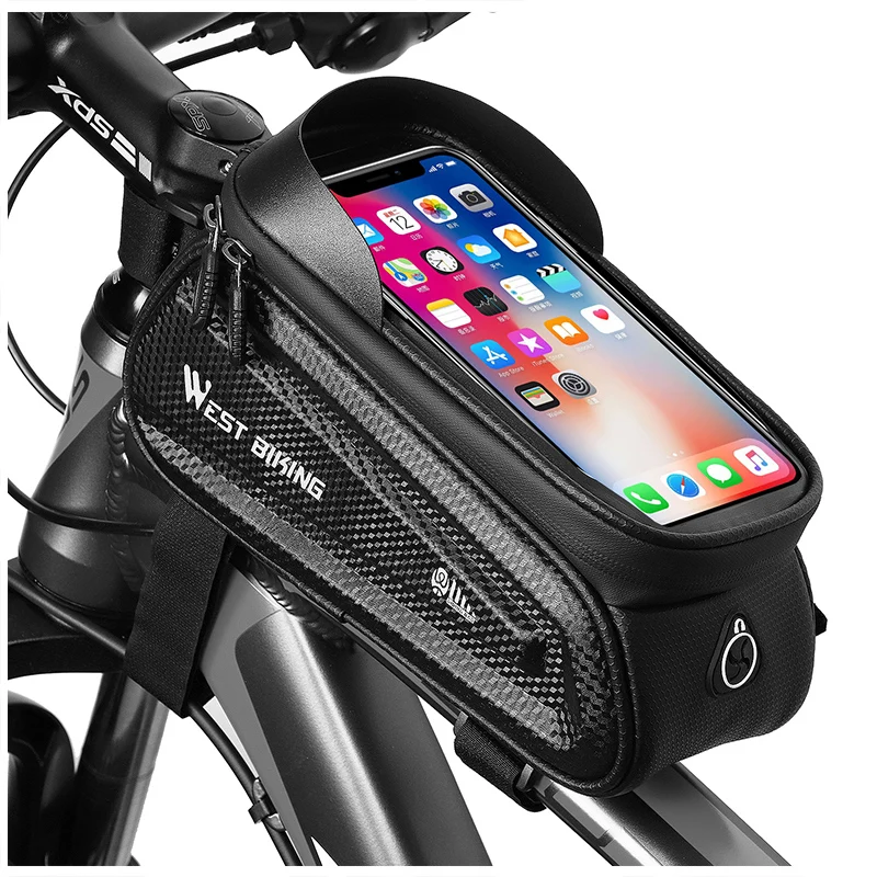Bicycle Frame Front Top Tube Waterproof Bike Bag Touch Screen Saddle Phone Case