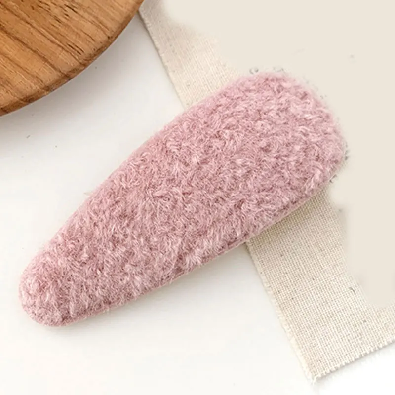 39-Pink 1 шт. искусственный мех капли квадратные заколки для волос шпильки с плюшевыми шариками осень зима мягкие однотонные заколки аксессуары для волос Зажимы для челки - Цвет: 39-Pink