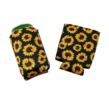 

100pcs/lot Stock Can Holder Bottle Cooler Soda Drink Holders Cover Sleeves Sunflower Catcus Leopard Summer Party Favor NE003