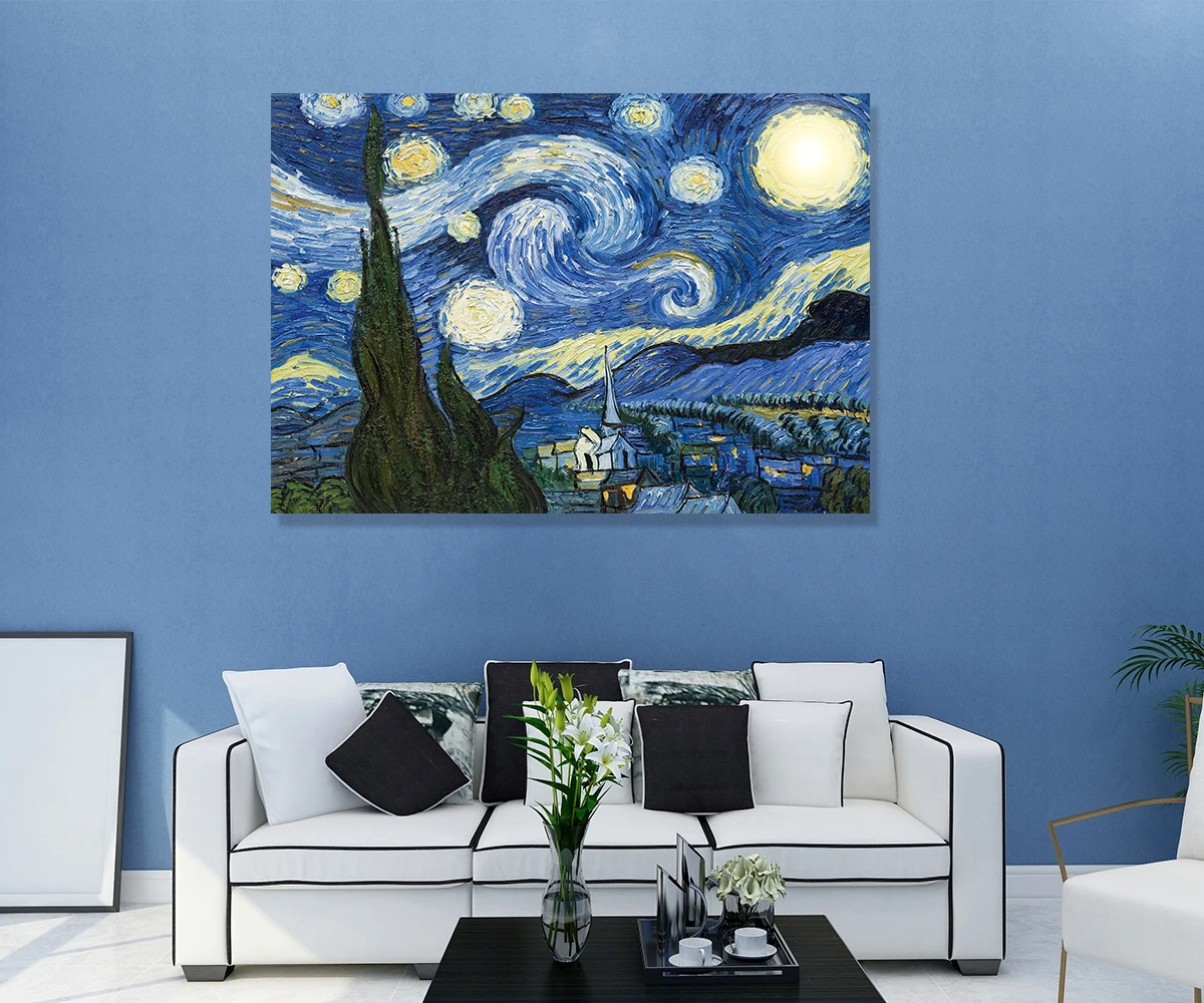 

Starry Night Framed LED Induction Light Painting Wall Pictures for Living Room Canvas Wall Art Pictures