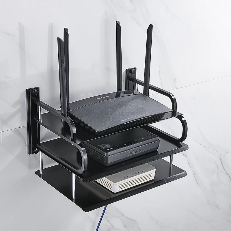 

Wall Mounting Black &Silver Metal Wireless Wifi Router Boxes/TV Set-Top Box/DVD Player Stand/Telephone Holder Rack Shelf Bracket