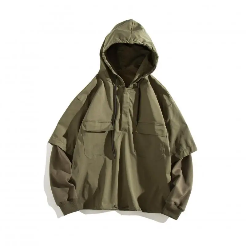 

2019/Autumn Clothing Solid Color Mock Two-Piece Coat Men's Pullover Hoodie Autumn New Style Jacket