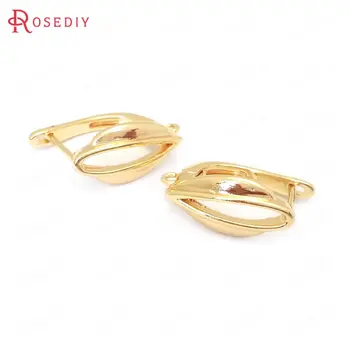 

(38410)6PCS Height 15.5MM 24K Gold Color Brass Drop Shape Stud Earrings Pins Earrings Clasps Jewelry Making Supplies Findings