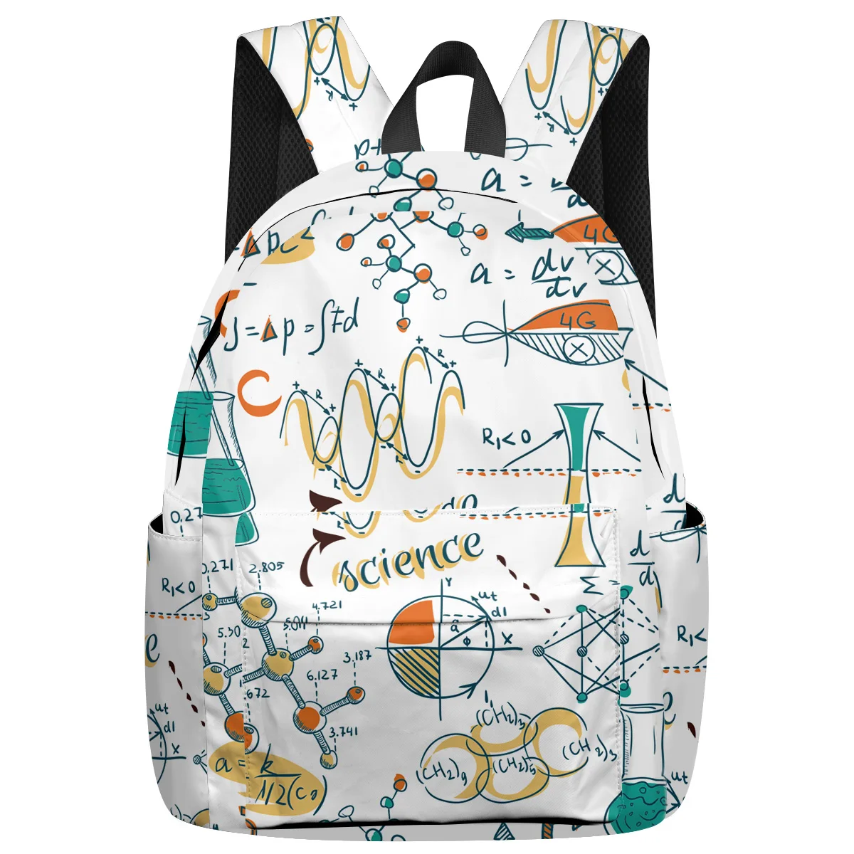 

WHEREISART Science Laboratory Doodle Backpacks Laptop With Usb Charging Port Senior High School Student Internal Frame Backpacks