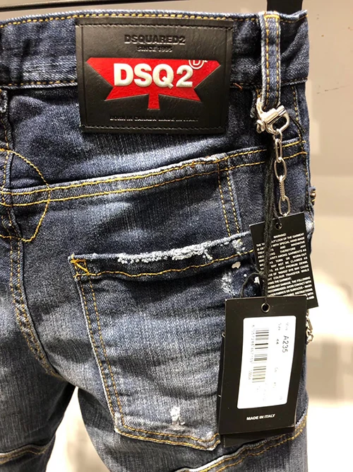 Европейский стиль dsq Брендовые мужские джинсы италия брюки синие байкерские джинсы мужские облегающие джинсы синие брюки рваные брюки джинсы для мужчин 235