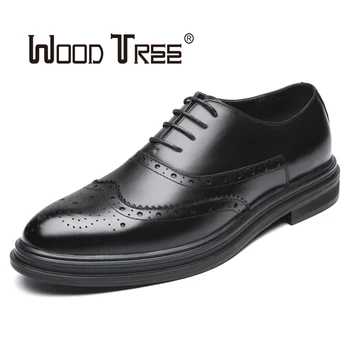 

WOODTREE Spring and Autumn Men's Business Leather Flats Hot Sale Men's British Flat Shoes Soft Comfortable Wearable Shoes