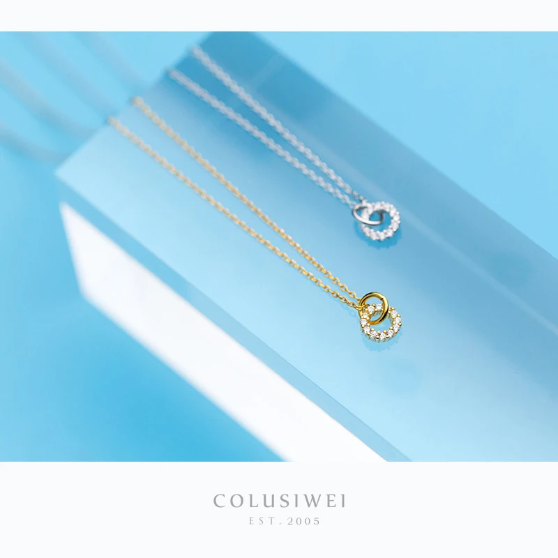 Colusiwei милый сладкий торт пончики круглая цепочка короткие ожерелья для женщин дизайн золотой цвет 925 стерлингового серебра ювелирные изделия