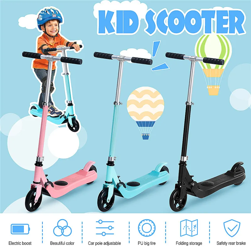  Children Folding Electric Scooter Adjustable Height Max Speed 4-6km/h Max Load 50kg 1-1.6m Kids