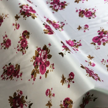 

100cm*148cm Red Tilda Floral Fabric Satin Scarf Dress Fabric Lining Soft