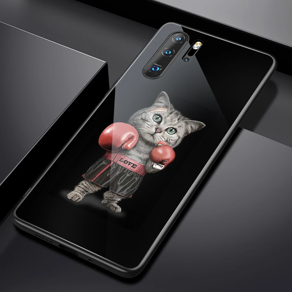 

Glass Case for Huawei P30 P20 P10 Pro P Smart Plus Lite 2019 Z for Honor 20 20i 20S 10 10i 9 7A 7C 9X Pro Lite Cover Animal Cat