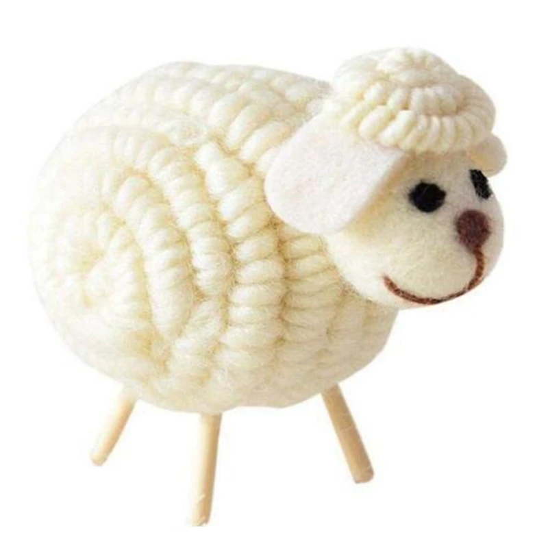 Christmas Nordic Wool Felt Lovely Sheep Cute Desktop Mini Ornaments New Year Table Decorations for Home Gifts