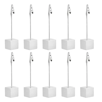 

BESTOMZ 10pcs Cube Base Memo Photo Holder Card Paper Note Clip (Silver)
