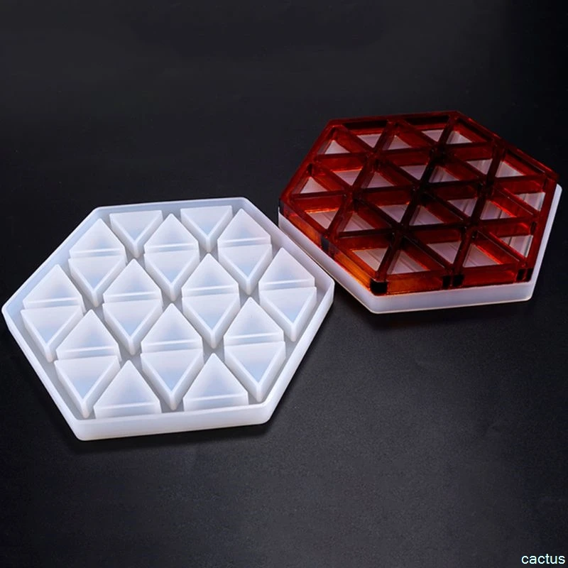 Ручной работы смолы эпоксидной геометрии силиконовые формы DIY изоляции полые Полосатый треугольник моделирование шестиугольник Coaster - Цвет: 1