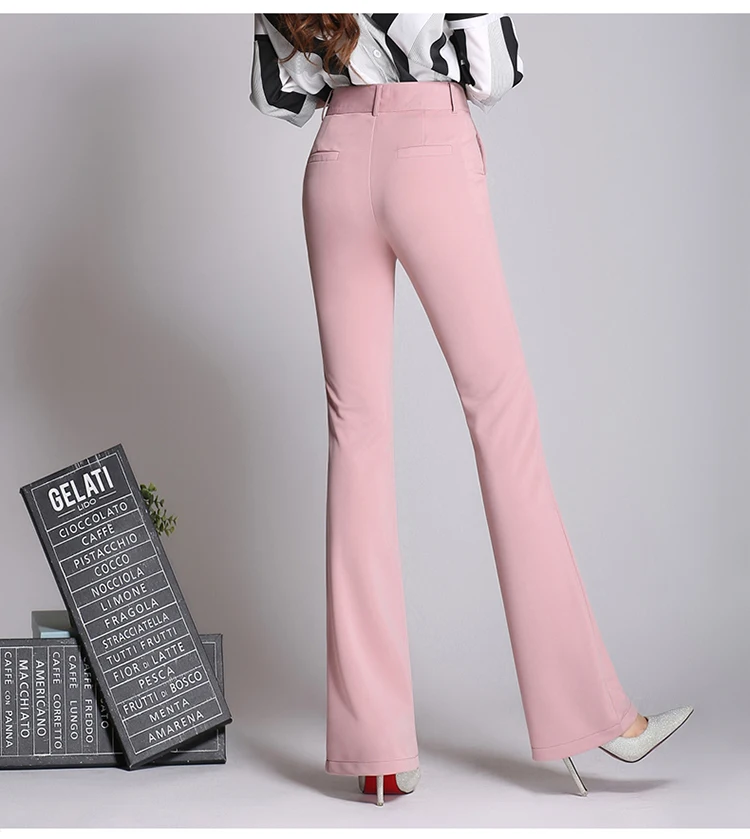 Flare Pants Women 2019 Autumn High Waist Elastic Slim Candy Color 26~35 Bodycon Long Ladies Trousers Workwear Pantalon Femme (11)